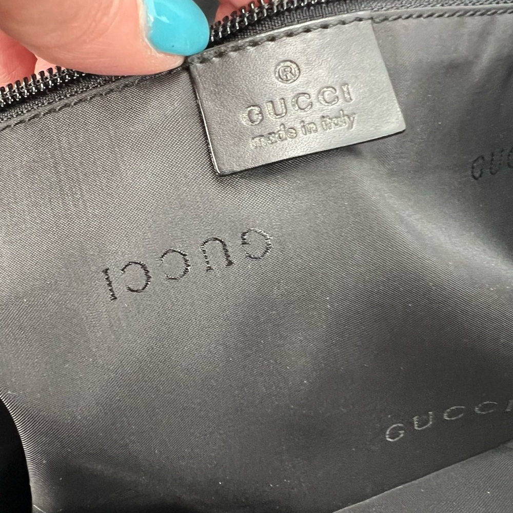 Gucci Black/Silver Nylon & Leather Work Travel Shoulder Bag, Authentic - Picture 9 of 17